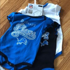 NWT Detroit Lions 3 piece creeper set for girls